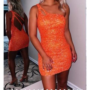 New without tags Orange Sequins mini dress size 12